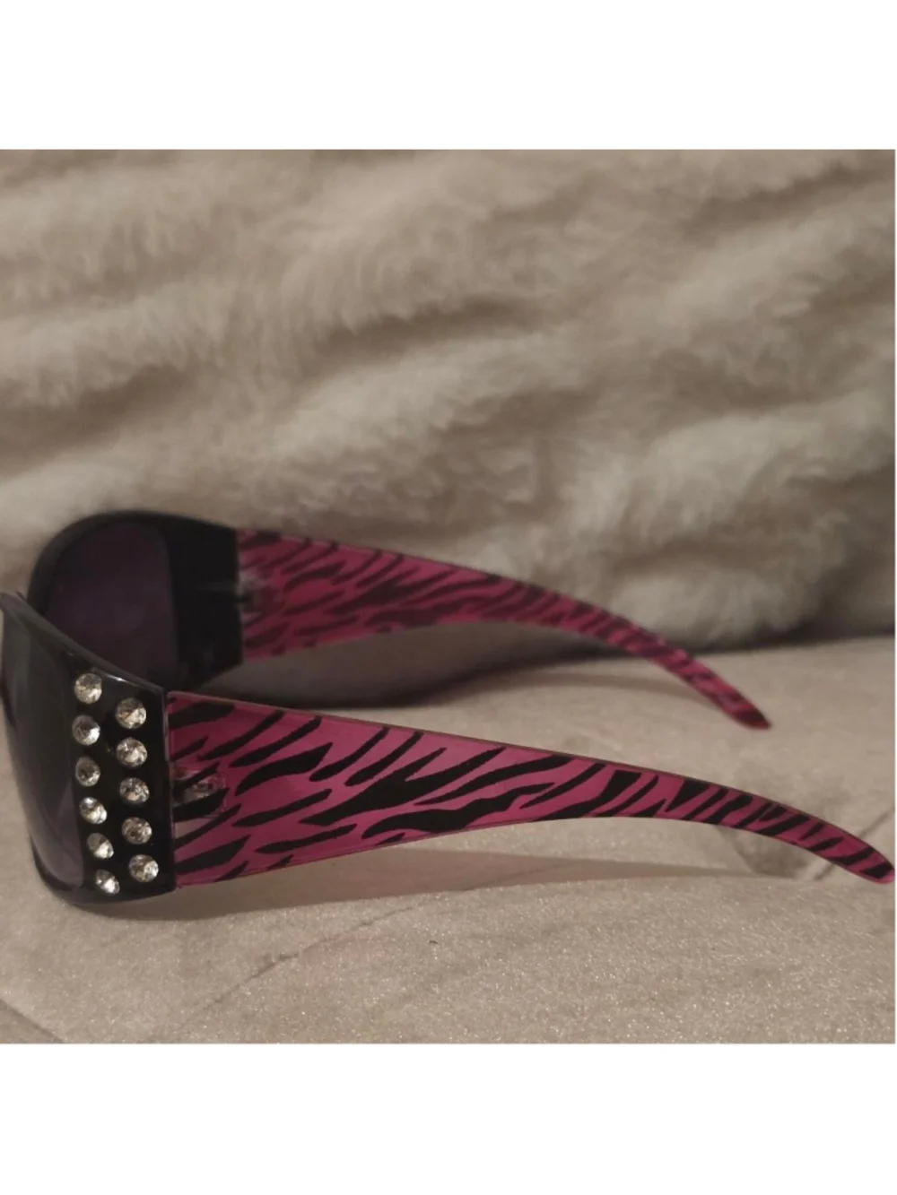Women's Unbranded BLING Black & Pink Zebra Print Sunglasses One Size